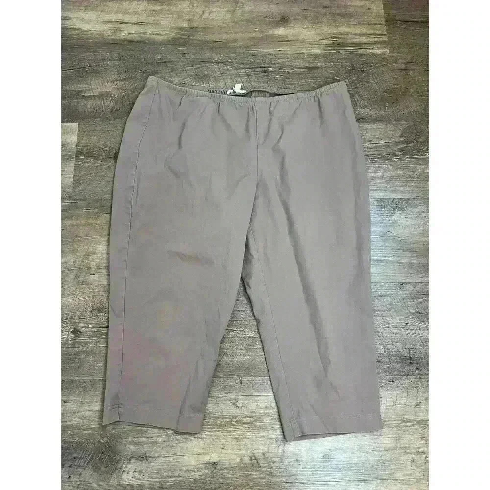 Eileen Fisher Cropped Pull On Stretch Pants Brown Women's XL Lagenlook Spandex